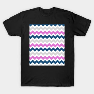 Pink Navy Blue Grey Chevron Pattern T-Shirt